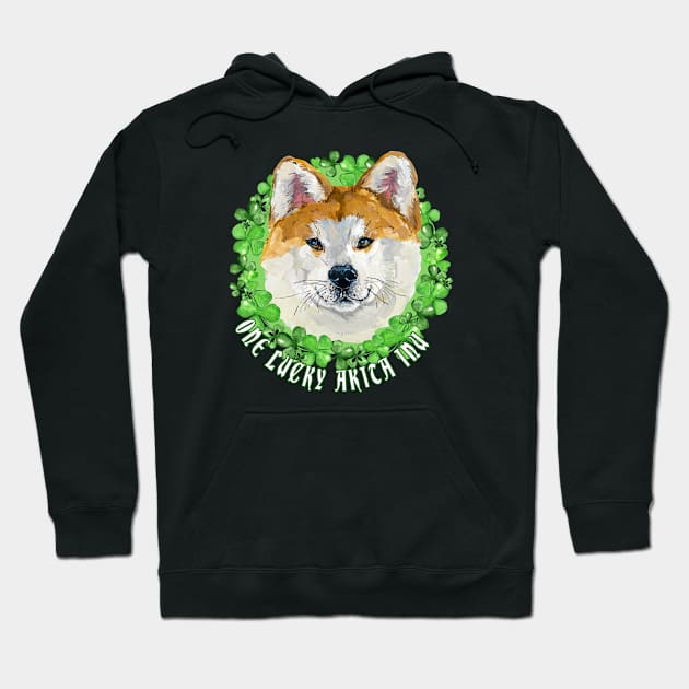 One Lucky American Akita Funny St. Patrick Dog Hoodie by Sniffist Gang